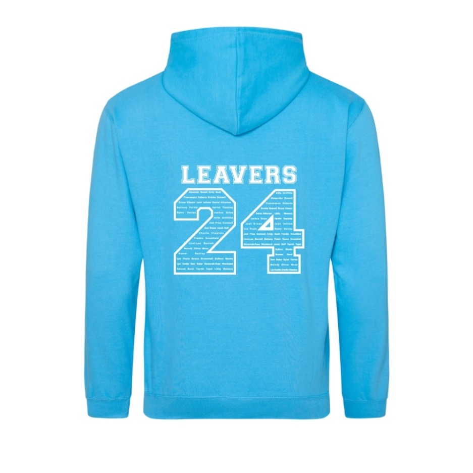 CHRIST CHURCH LEAVERS HOODIES WITH EMBROIDERY, Leavers Hoodies – Collect From School, LEAVERS HOODIE- 'PERSONALISATION 1'