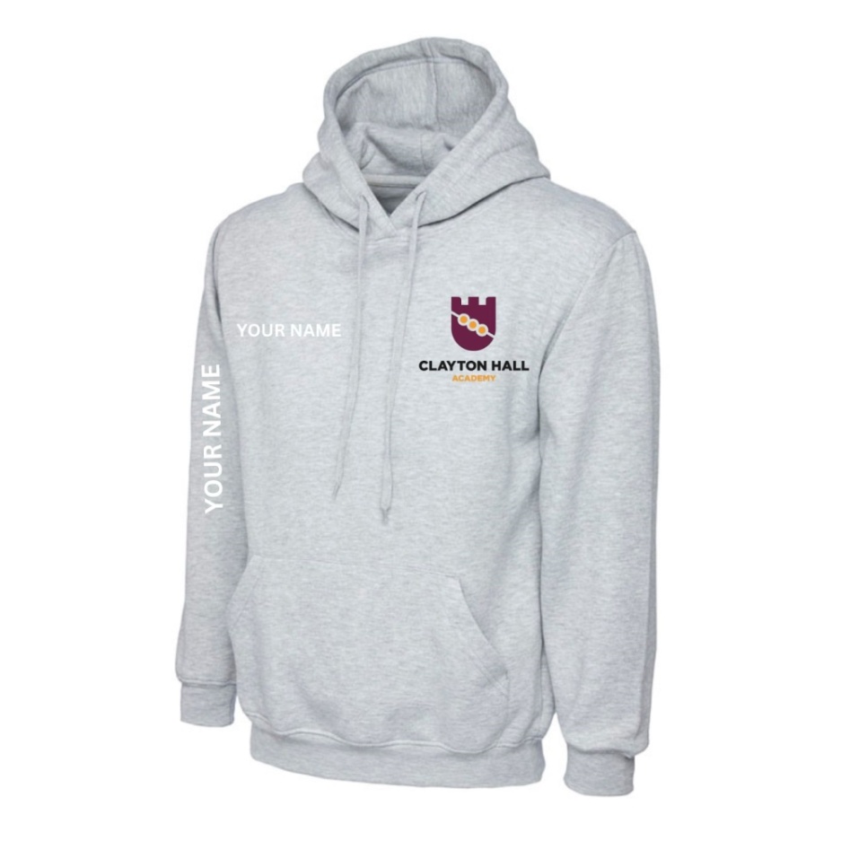 Clayton Leavers Hoodie (Name On Front & Sleeve), Leavers Hoodies – Collect From School, LEAVERS HOODIE (NAME ON FRONT & SLEEVE)