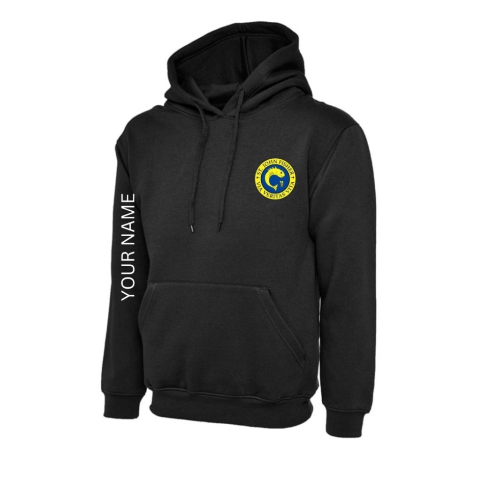 St John Fisher Leavers Hoodie (Name on Sleeve), Leavers Hoodies Collect From School, ST JOHN FISHER CATHOLIC COLLEGE, LEAVERS HOODIE (NAME ON SLEEVE)